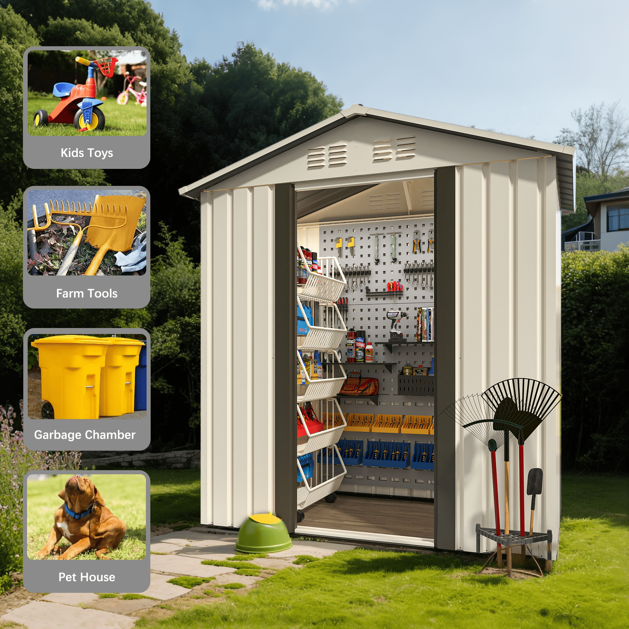 Yiyado 5 ft x 3 ft Outdoor Storage Shed, White