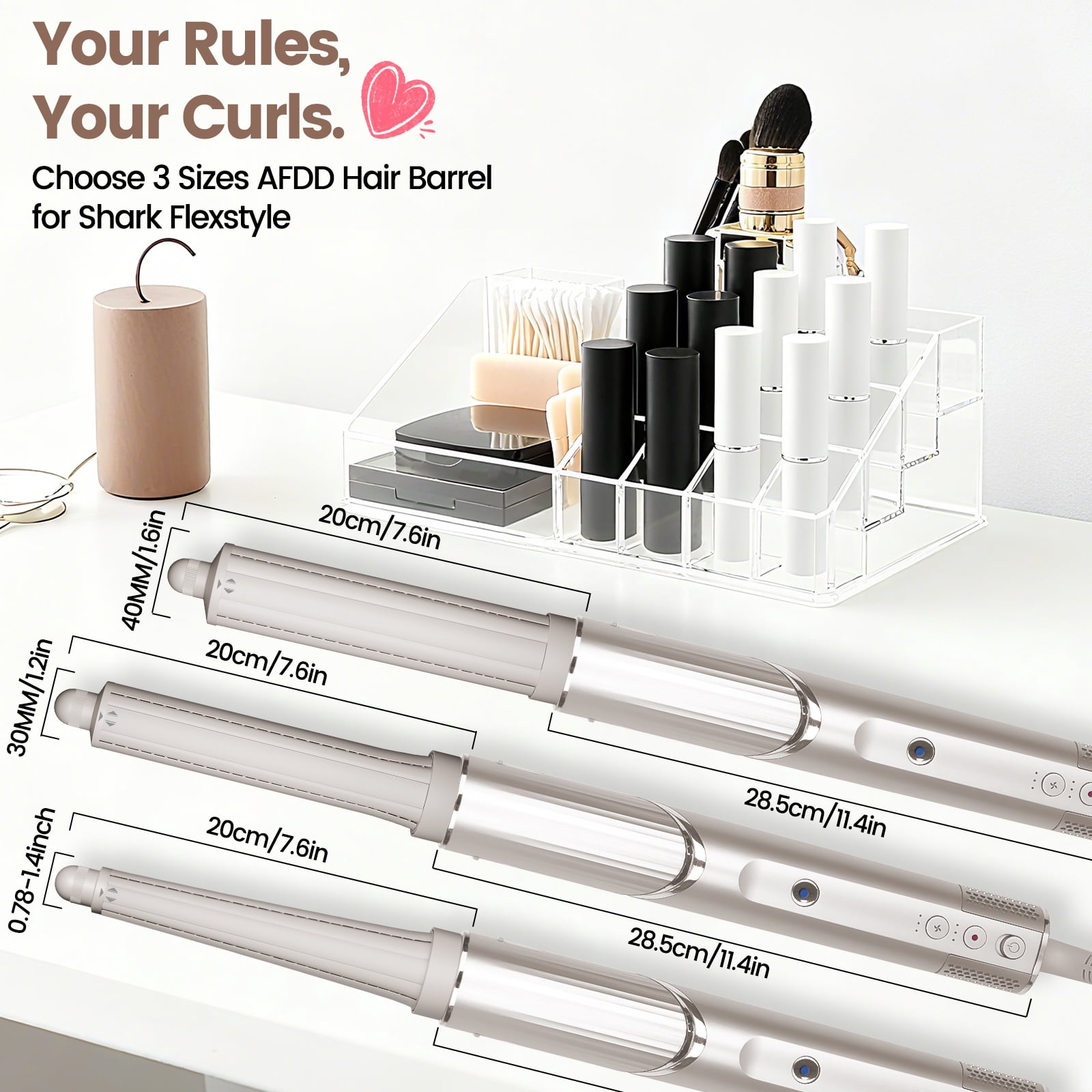 AFDD 40MM Long Hair Curling Barrel Attachment Compatible with Shark Flex Style 1.6 Inch Automatic Curling Attachment