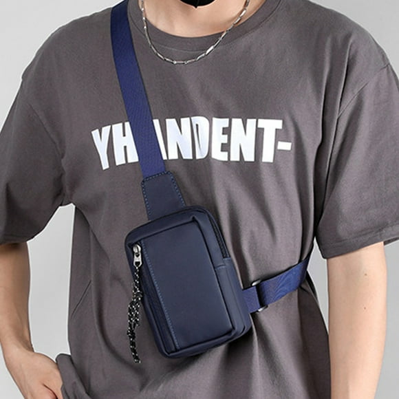 Bolso de pecho de cuero Lisbinx para hombre: Mochila bandolera compacta e impermeable para viajes y uso diario | Bandolera versátil con correa ajustable | 12 x 7 x 19 cm
