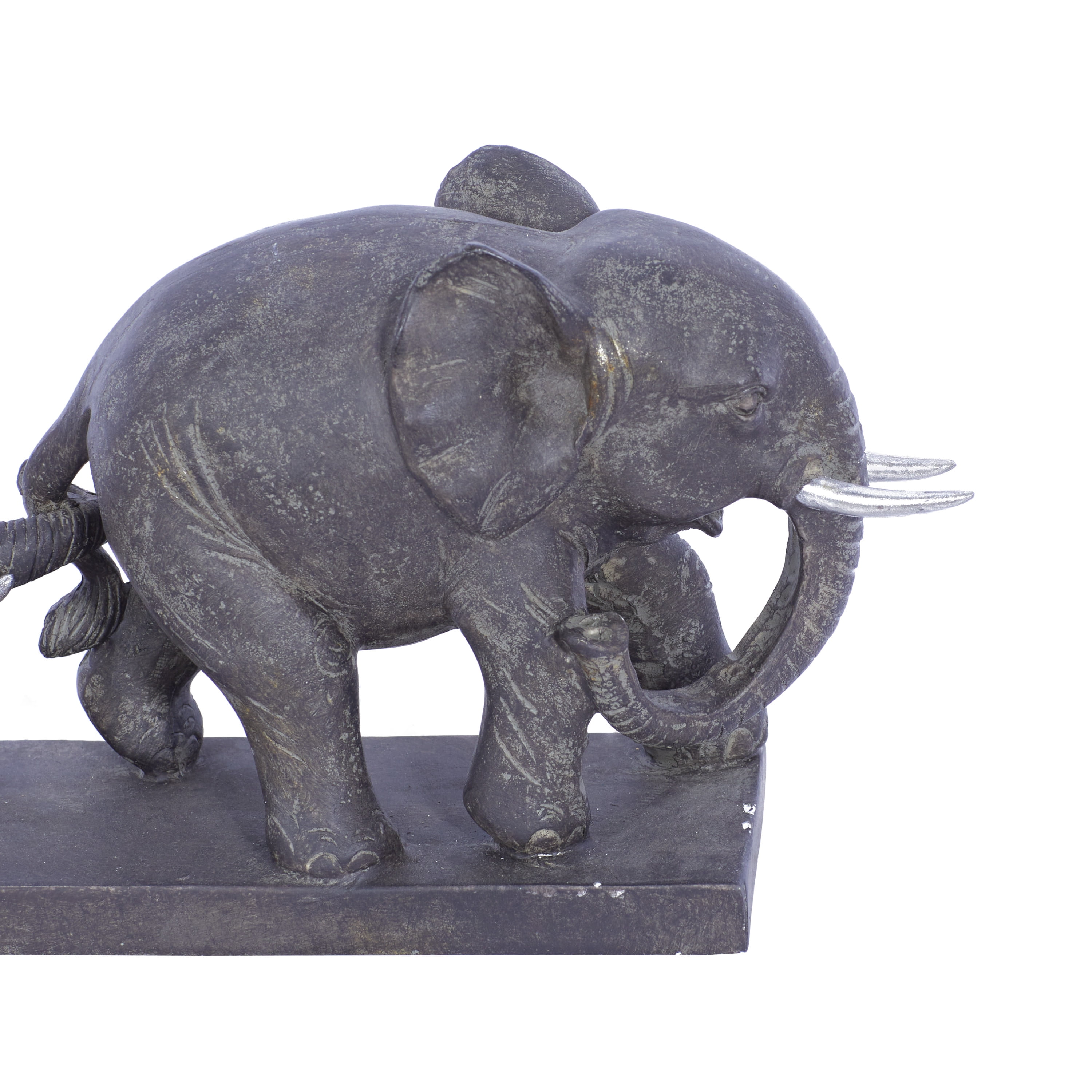 11" x 6" Brown Polystone Elephant Sculpture, by DecMode