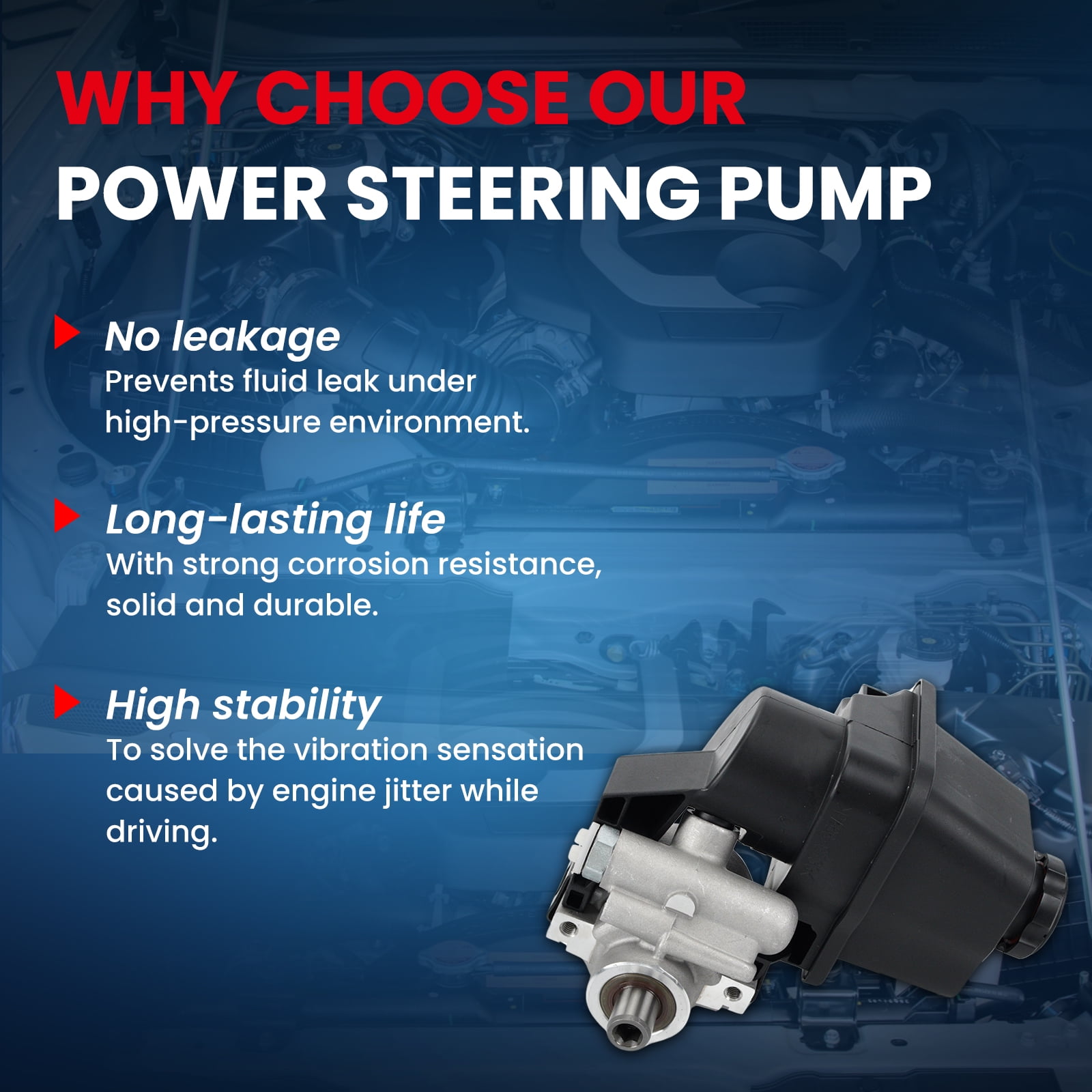 MOCA AUTOPARTS Power Steering Pump Fit for 2002-2007 Chevrolet Trailblazer 4.2L & 2002-2009 GMC Envoy 4.2L & 2006-2009 Saab 9-7x 4.2L