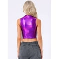 thumbnail image 3 of DARING DIVA Women's Mock Neck Sparkle Party Tops L Dark Purple, 3 of 5