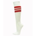 thumbnail image 3 of Couver White Triple Stripes Baseball Softball Athletic Tube Knee High Socks, Red Medium, 3 of 7