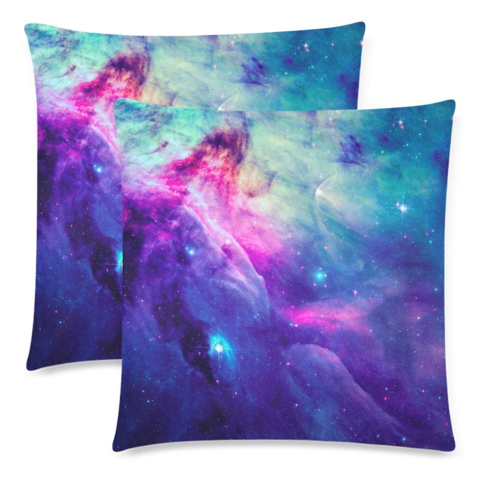YKCG 2 Pack Colorful Stellar Space Nebula Pillowcase 18x18 Cushion Case
