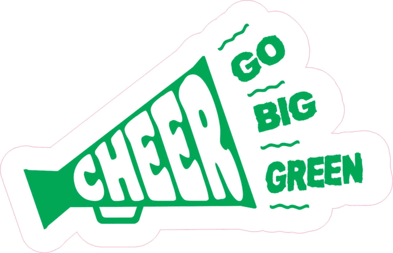 5in x 3in Go Big Green Megaphone Cheer Sticker Vinyl Cheerleading