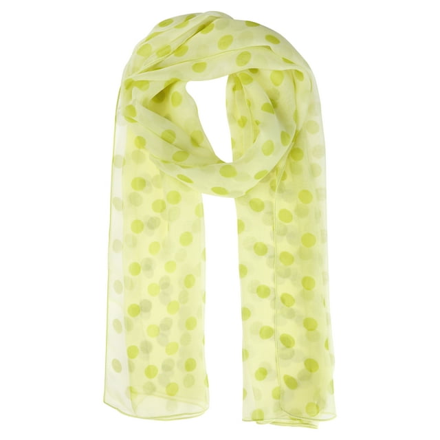 INSPIRAR CHIC Mujeres 1950s Retro Lunares Chiffon Bufanda, Ligera Suave Sheer Largo Cabeza Envolver Chal Bufandas para Todas las Temporadas 63.0"x19.7" Verde Amarillo