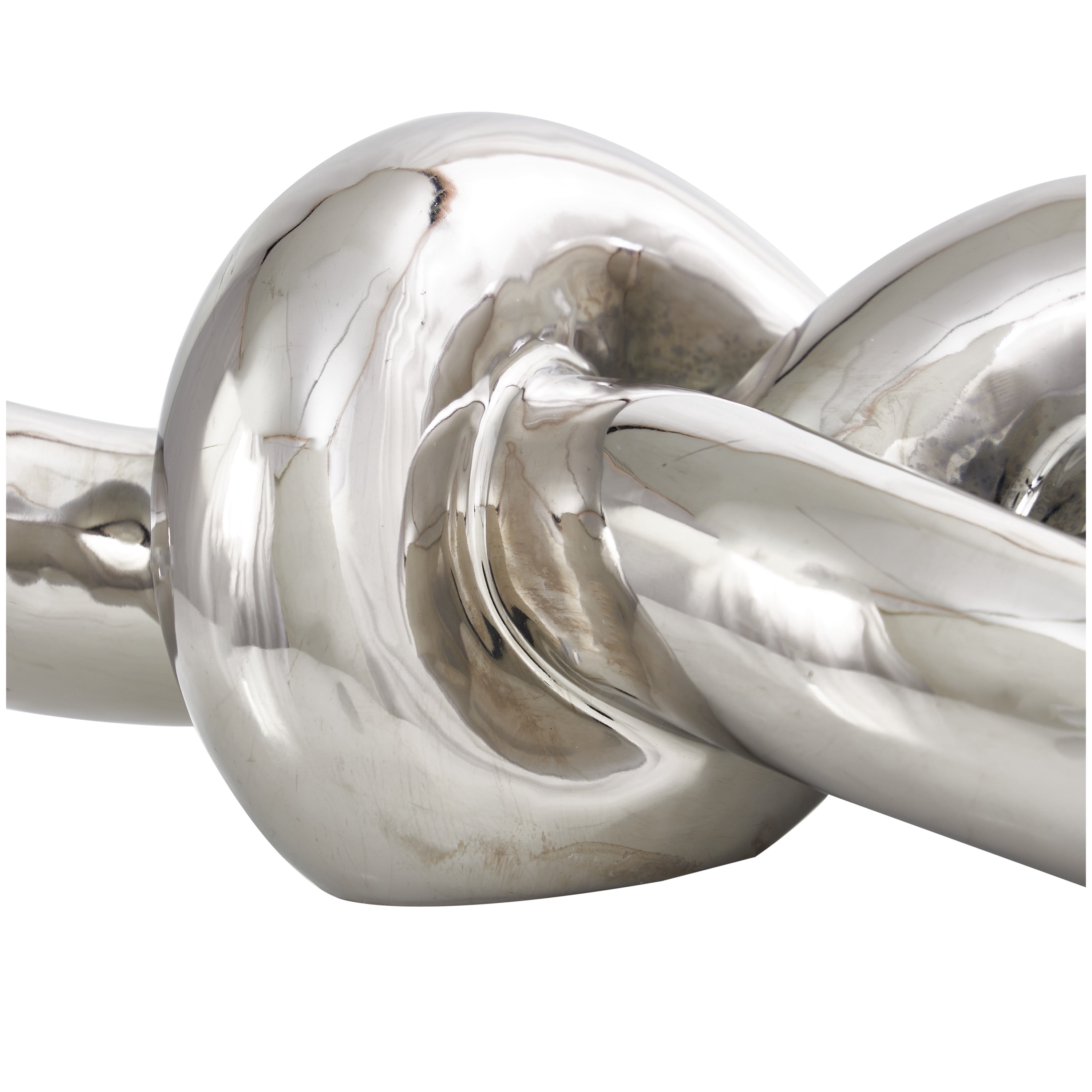 12" x 4" Silver Ceramic Abstract Knot Sculpture, by DecMode
