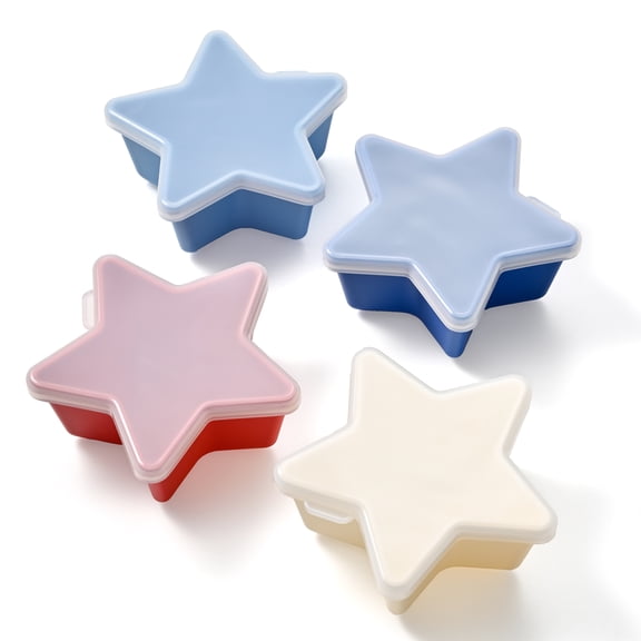 Cook with Color 4-Piece Star-Shaped Snack and Prep Bowls Set with Lids, BPA-Free Patriotic Bowls in Red, Blue and White
