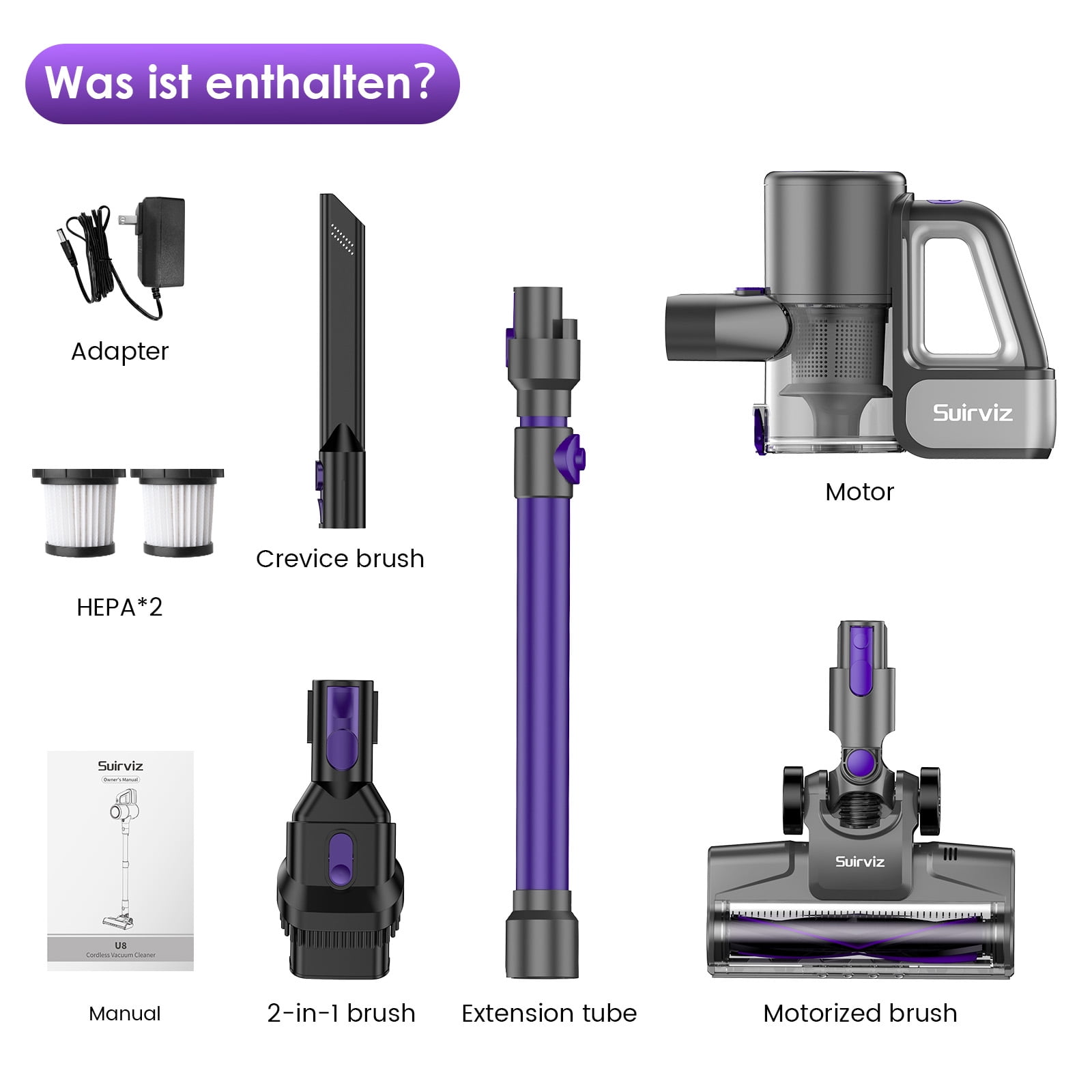 Cordless Vacuum Cleaner, 40KPA/35Mins, Green LED Light, Lightweight Stick Vacuum Self-Standing, Vacuum Cleaners for Home Handheld Vacuum for Pet Hair, Carpet, and Hard Floors