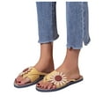 thumbnail image 4 of VerPetridure Women's Heeled Sandals Women's Casual Fashion Flip Flops Suede Flower Flip Toe Flat Beach Shoes, 4 of 9