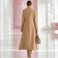 thumbnail image 5 of Leidass Womens Long Overcoat Notched Lapel Self Tie Belt Waist Button Front Long Sleeve Solid Tailored Outerwear With Side Pockets Khaki 2XL, 5 of 6