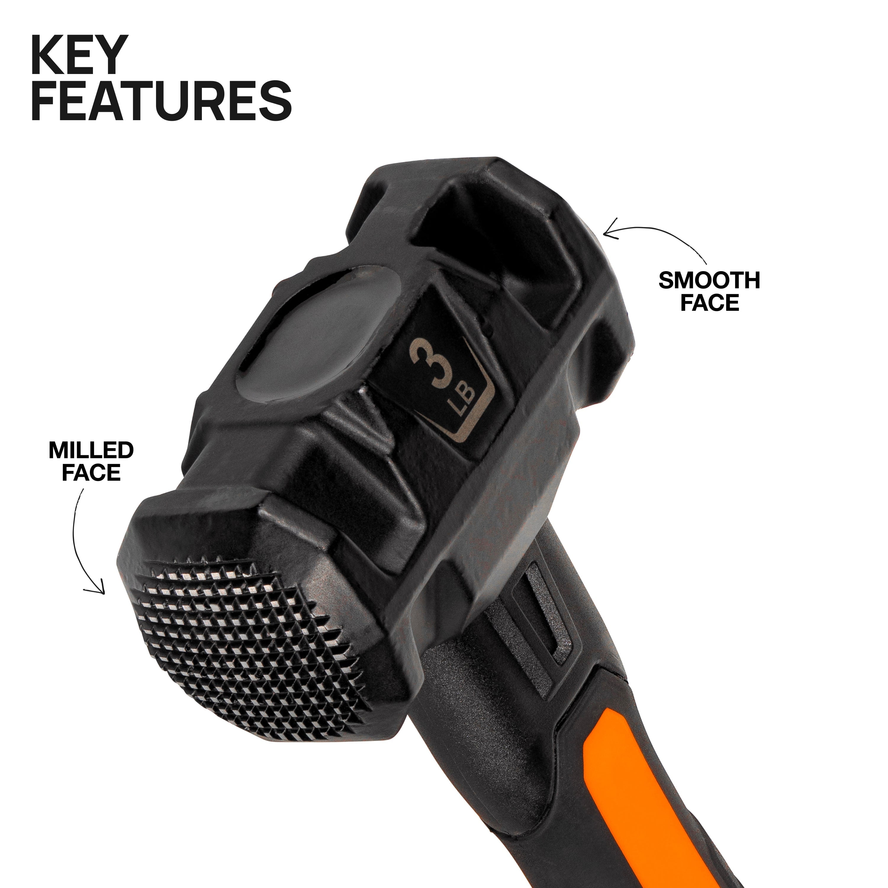 Klein Tools Dual-Faced Fiberglass Handle Hammer, 3-Pound