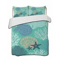 thumbnail image 2 of Aqua Gray Shell Coral Twin Size Down Alternative Comforter,Lightweight Comforter Quilt Bedding Set with Pillow Shams Coastal Summer Beach Nautical Ocean All Seasons Bed Comforter Duvet Insert 68"x86", 2 of 7