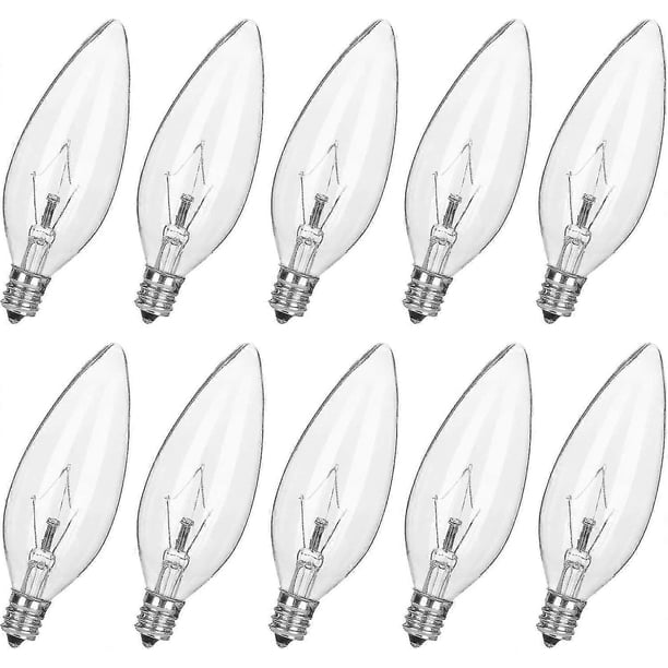 E12 LED Bulbs 15W 120V Clear Candle Light Bulbs, 10 Pack B10 Base Transparent Incandescent Bulbs for Ceiling Fans, Chandeliers