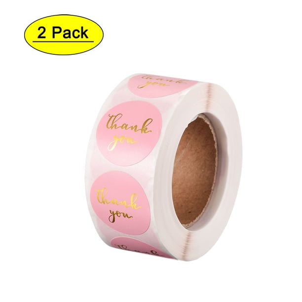 Uxcell 1 Inch THANK YOU Stickers 1000 Piezas Etiquetas Rosadas 2 Rollos