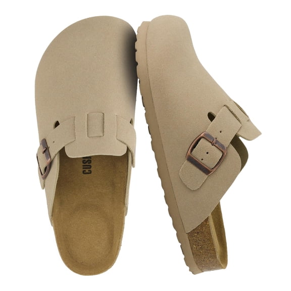 Cushionaire Hana Women's Clogs | Comfortable Vegan Suede Clogs for Women | Slip On Potato Shoes with Cork Footbed & Arch Support | Memory Foam, Wide Widths Available