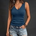 thumbnail image 4 of Lmueinov Deep V-Neck Tank Tops for Women Ribbed Knit Sleeveless Fitted Trendy Cami Shirt Soft Solid Casual Summer Fall Vacation Outfits, 4 of 8