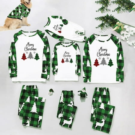 

Penkiiy Family Christmas Pjs Matching Sets Fashionable Christmas Print Family European And American Pajamas Parent-child Suit Baby Green Christmas Pajamas 9-12 Months