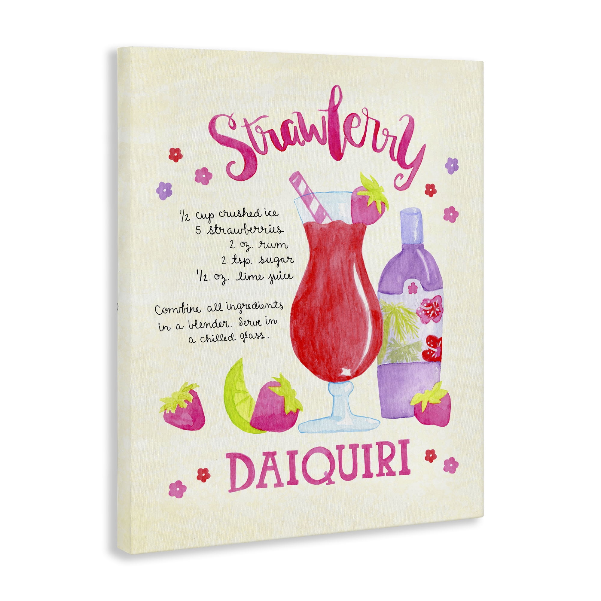 Stupell Industries Strawberry Daiquiri Recipe Food & Beverage Painting Wrapped Canvas Art Print Wall Art, 30 x 40