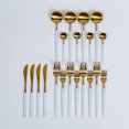thumbnail image 4 of Ozarke Kiribati Cutlery Set, Stainless Steel Gold and White (Set of 20), 4 of 6