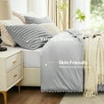 thumbnail image 3 of Love's cabin Fleece King Size Comforter Set 3-Piece - Super Soft Faux Fur Stripe Jacquard Bedding, 1 Warm Winter Fluffy Comforter with 2 Pillowcases, Light Gray, 3 of 8