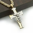 thumbnail image 3 of QQTDFG Jesus Crucifixion Cross Pendant For Men Women Stainless Steel Byzantine Necklace-Silver Gold-32 inch Necklace, 3 of 7