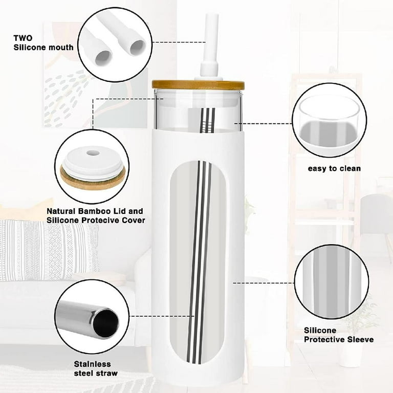 3pcs Glass Cup with Bamboo Lid and Straw Clear Tall Coffee Mugs with Handle  for Iced Coffee, Tea, Be…See more 3pcs Glass Cup with Bamboo Lid and Straw