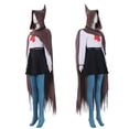 thumbnail image 4 of Women Hooded Cape Witch School Uniform Cosplay Costume 6-Piece Set with Skirt Stockings Halloween, 4 of 6