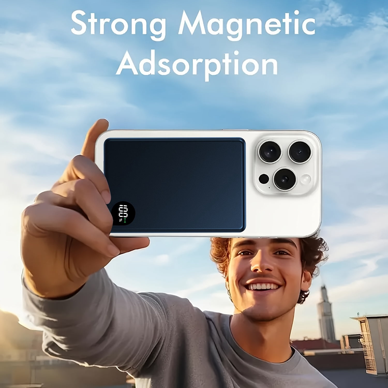 Magnetic Wireless Power Bank 15W Fast Charging for iPhone 16/15/14/13, Ultra-thin Aluminum Alloy LED Display, PD 20W USB-C Two-Way Portable Charger