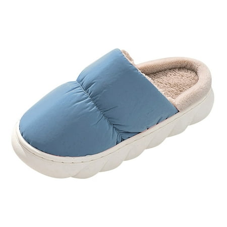 

GNEIKDEING Couple Women s Winter Indoor Home Plus Velvet Warm Solid Color Rain ClothThick Bottom Non Slip Cotton Slippers Gift on Clearance