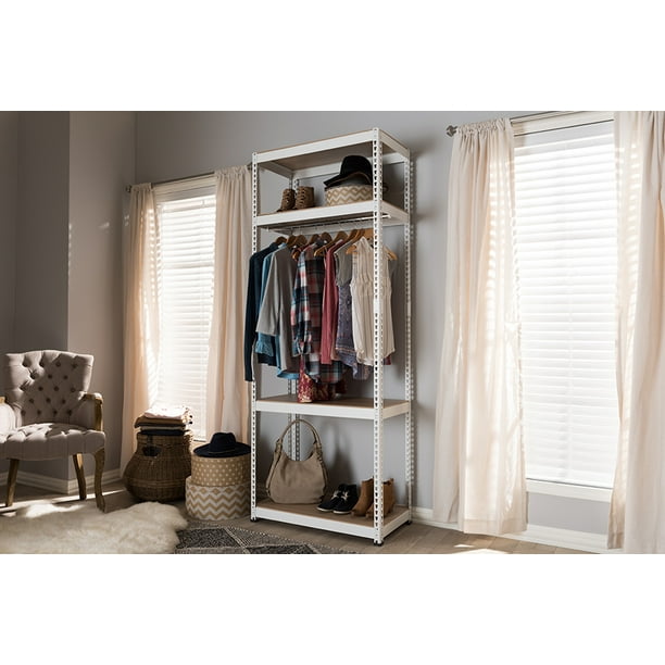 Baxton Studio Gavin White Metal 4Shelf Storage Racking Organizer