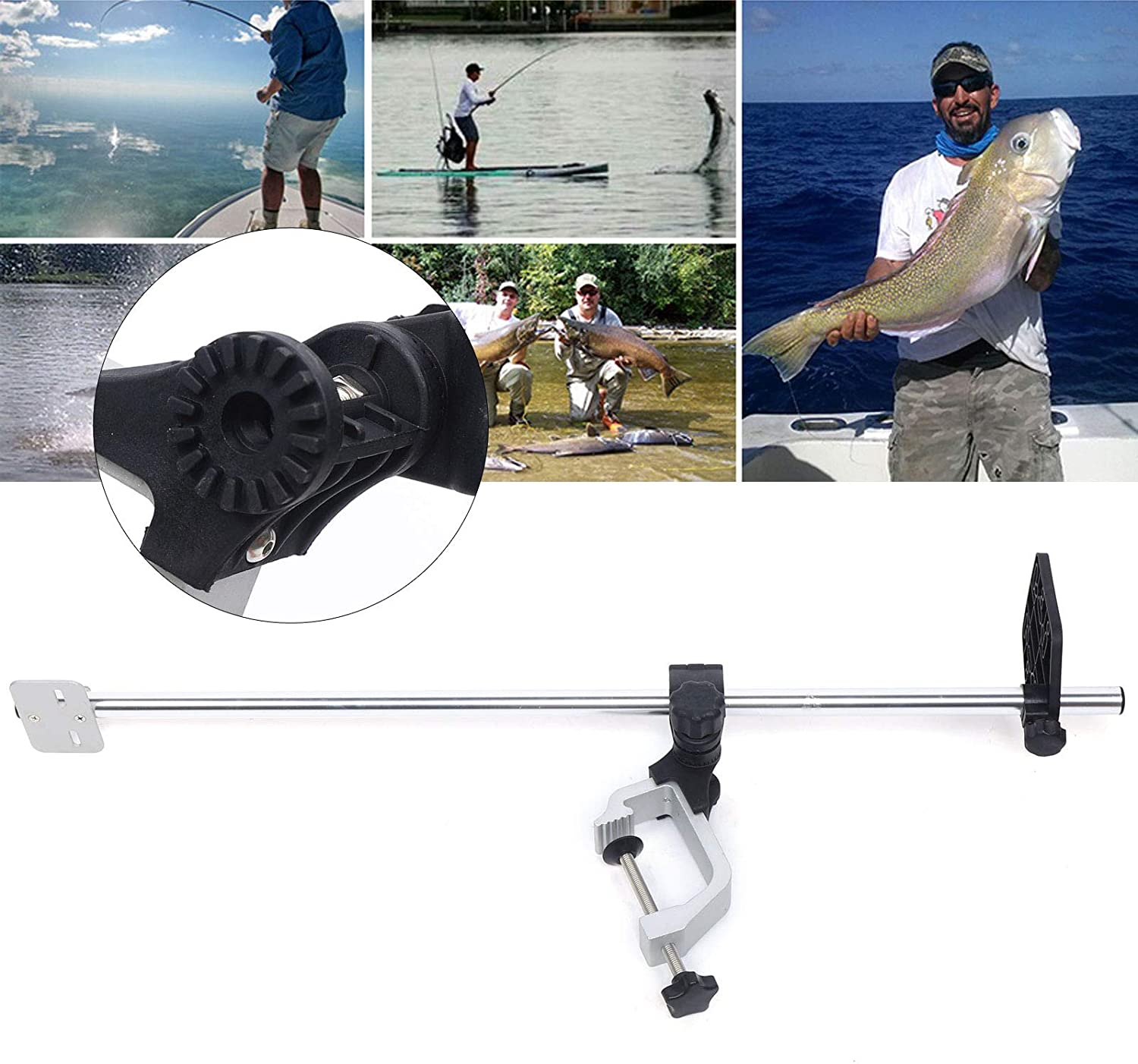 Miumaeov Universal Portable Transducer Fishfinder Mount Bracket 360° Adjustable for Boat Canoe Kayak Fishing Accessories