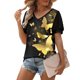 thumbnail image 4 of Fiudx Ofertas Flash Del Día Moda Mujer Manga Corta Estampado Floral Cuello En V Tops Encaje Patchwork Camiseta Blusa, 4 of 7