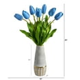 thumbnail image 2 of Nearly Natural 22in. Dutch Tulip Artificial Arrangement in Stoneware Vase with Gold Trimming, 2 of 4