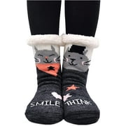 ZFSOCK Womens Thermal Sherpa Slipper Socks Thick Winter Fleece Lined Fuzzy Gripper Socks Cute Animal Warm Christmas Holidays Socks