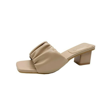 

SIMANLAN Womens Casual Chunky Heels Sandal Wedding Fashion Heeled Slippers Women s Work Elegant Backless