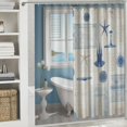 thumbnail image 6 of Orinice  Nautical Coastal Shower Curtain Vintage Sailboat Compass Lighthouse Anchor Ocean Beach Seahorse Seashell Starfish Shower Curtains for Bathroom Decor, with 12 Hooks 69x72, 6 of 7