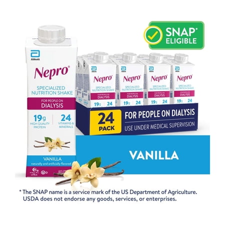 Nepro Nutrition Shake for People on Dialysis, Vanilla, 8 fl oz, Pack of 24