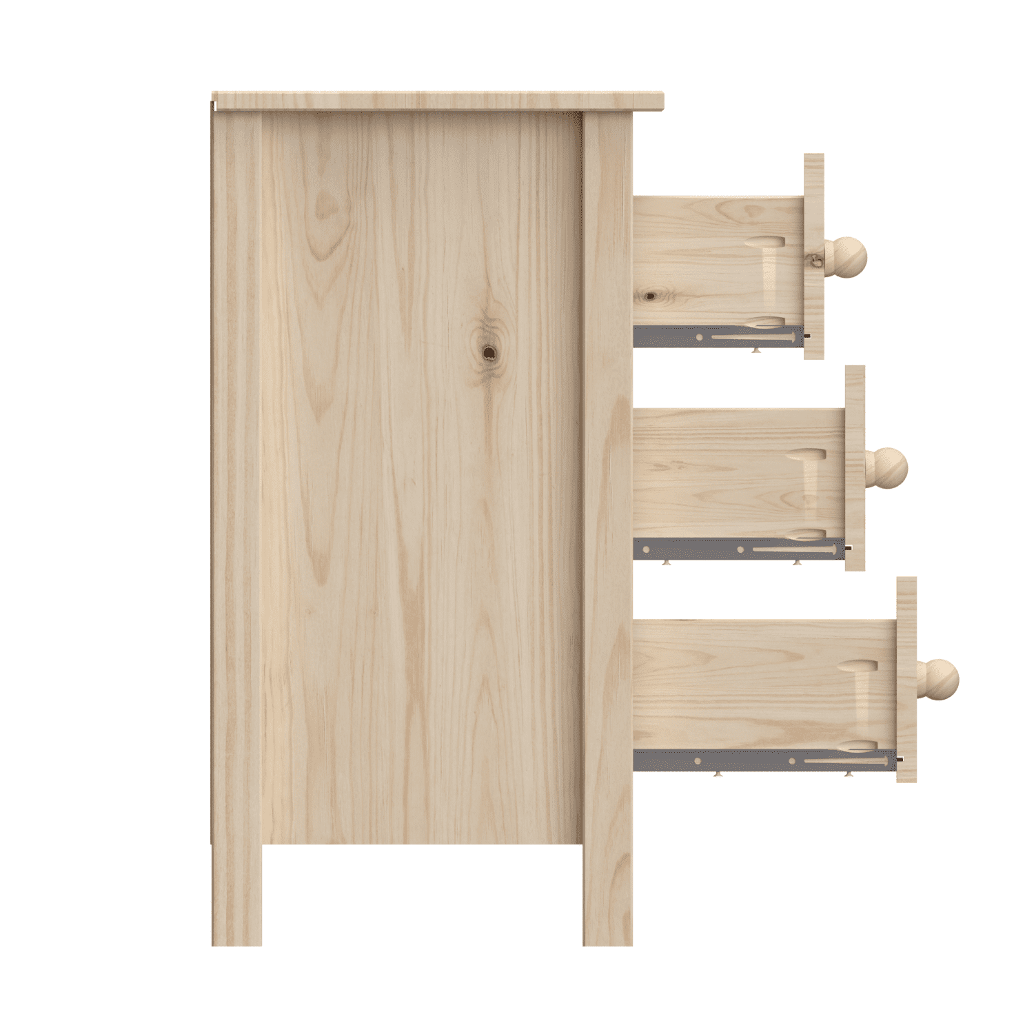 From the Tree Furniture Tall Nightstand with 3 Drawers, Solid Pine Wood, Unfinished