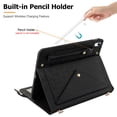 thumbnail image 3 of Handbag Case for iPad 9th/8th/7th Generation 2021/2020/2019 10.2 Inch with Pencil Holder, Folio Stand PU Leather Crossbody Shoulder Hand Strap Card Pockets Magnetic Envelope Wallet Cover,Black, 3 of 7