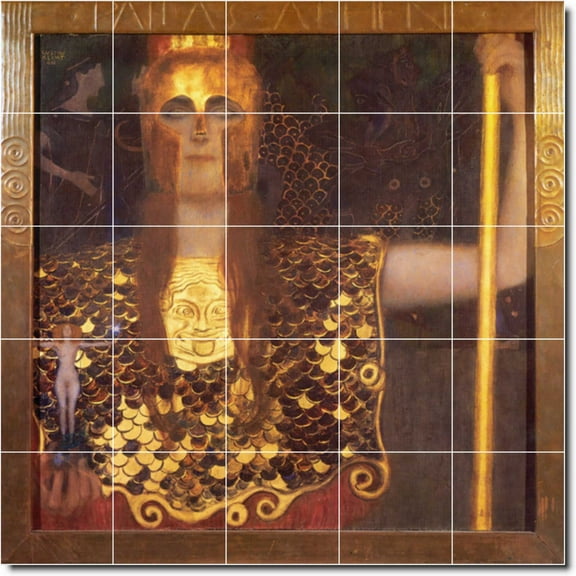 Ceramic Tile Mural-Gustave Klimt Mythology Kitchen Tile Mural 10. 60" w x 60" h using (25) 12 x 12 ceramic tiles