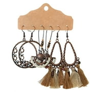 Grandest Birch 3 Pair Earrings Retro Style Tassel Design Alloy Women Dangle Earrings for Gifts Alloy Black