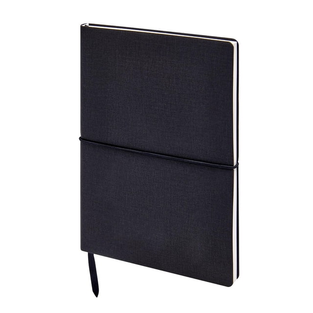 Libreta Markus 100 hojas de raya. Pasta flexible con elástico para cerrar negro 14.5 x 20.3