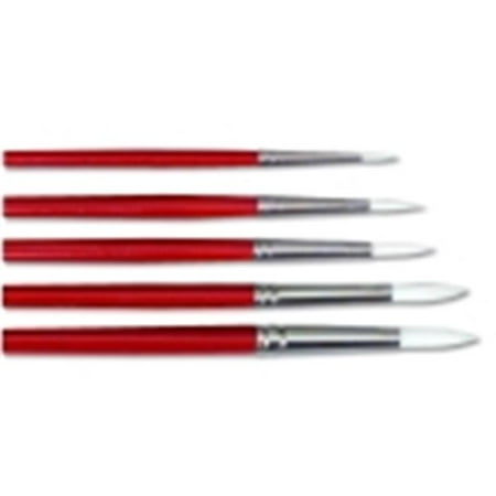 Style Lacquer - Dynasty Round Style D White Taklon Short Lacquered Hardwood Handle Watercolor Paint Brush Set, Set - 5