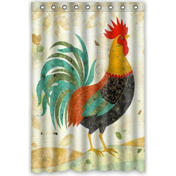 HelloDecor Rooster Big Roosters Shower Curtain Polyester Fabric