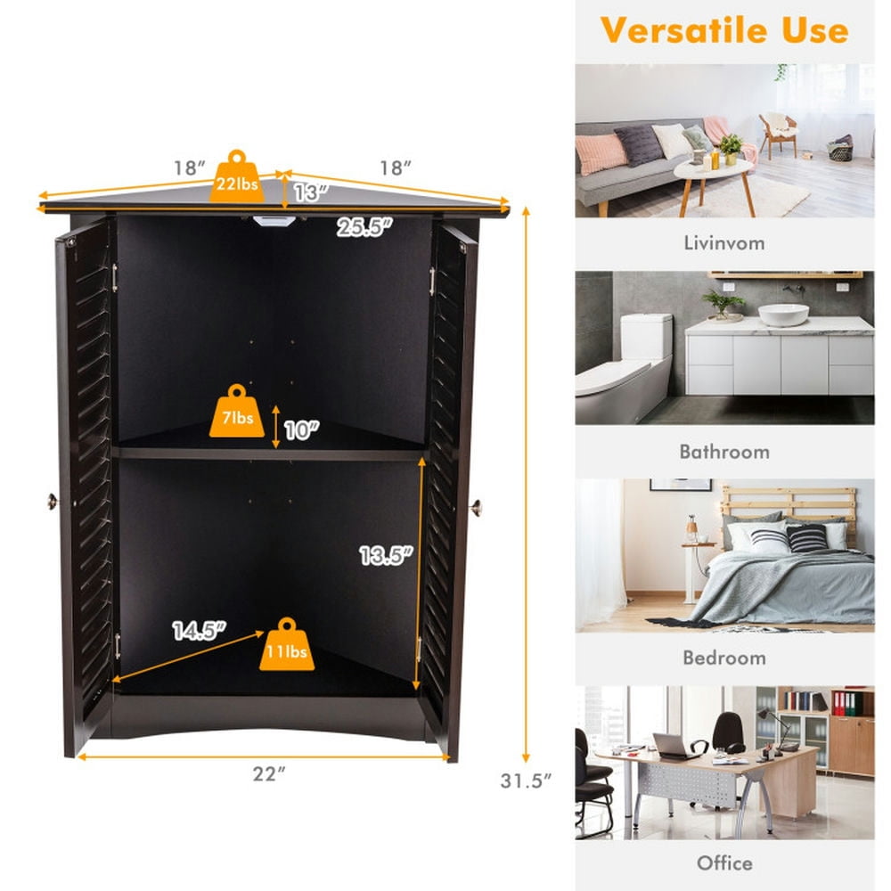 Finihen Bathroom Storage Cabinet, Bathroom Floor Cabinet, Bathroom Corner Storage Freestanding Floor Cabinet with Shutter Door, for Bathroom, Living Room, Bedroom, Kitchen, Brown Finihen Bathroom Storage Cabinet, Bathroom Floor Cabinet, Bathroom Corner Storage Freestanding Floor Cabinet with Shutter Door, for Bathroom, Living Room, Bedroom, Kitchen, Brown