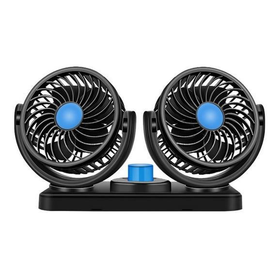 RKZDSR Car Fan Portable Rocking Head Fan Double Speed Durable Double Head Large Wind Car Electric Fan
