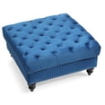 thumbnail image 3 of Contemporary Home Living Velvet Upholstered Tufted Ottoman - 35" - Blue, 3 of 4