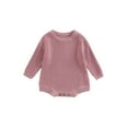 thumbnail image 2 of Musuos Baby Knit Romper, 3 6  9 12 24M Long Sleeve Crew Neck Solid Fall Winter Bodysuit for Girls Boys, 2 of 9