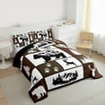 thumbnail image 3 of jejeloiu Safari Animal Bear Bedding Comforter Set,Bear Elk Silhouette Twin Comforter Sets,Nature Mountain Landscape Bedding Set For Boys Kids,Microfiber Bedroom Decor Reversible,2 Pieces, 3 of 8